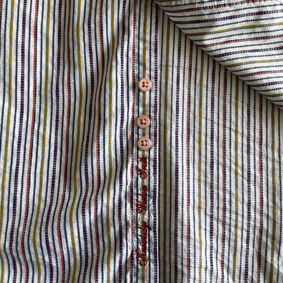 Robert Graham Sport Shirt - White with Multi-colour Pinstripes - X-Large - Picture 6 of 7